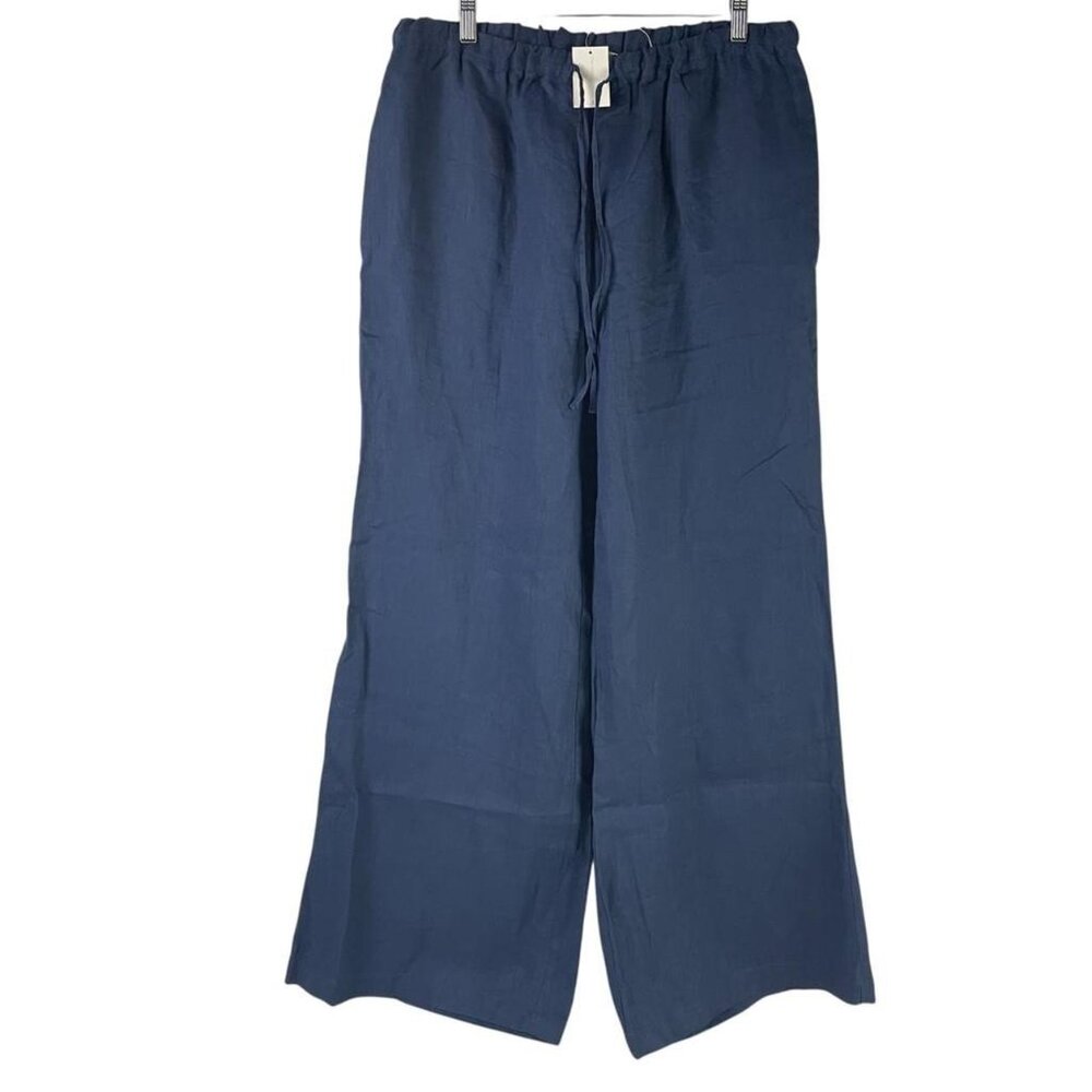 The Company Store 100% Linen Drawstring Wide Leg Pants Womens Size XL